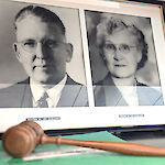 Thumbnail: Two photos sharing a frame with a judge’s gavel laid in front.